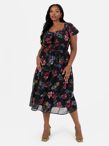 MISSGUIDED PEACE + Love Black Floral Pattern See Through Lace Maxi Dress  Size 8 £45.00 - PicClick UK