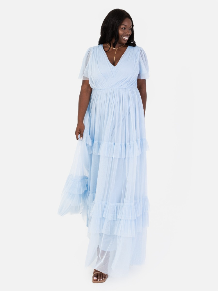 Anaya With Recycled Light Blue Maxi Dress with Keyhole Detail